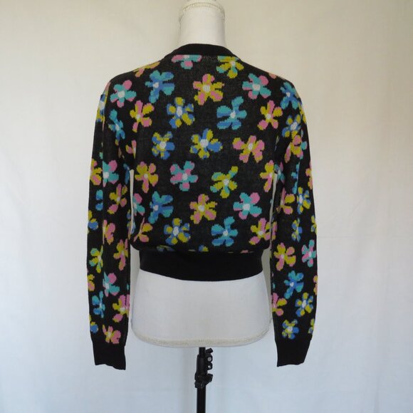 aLAB Floral Black Multicolor Long Sleeves Cropped Women’s Sweater M - Picture 5 of 9